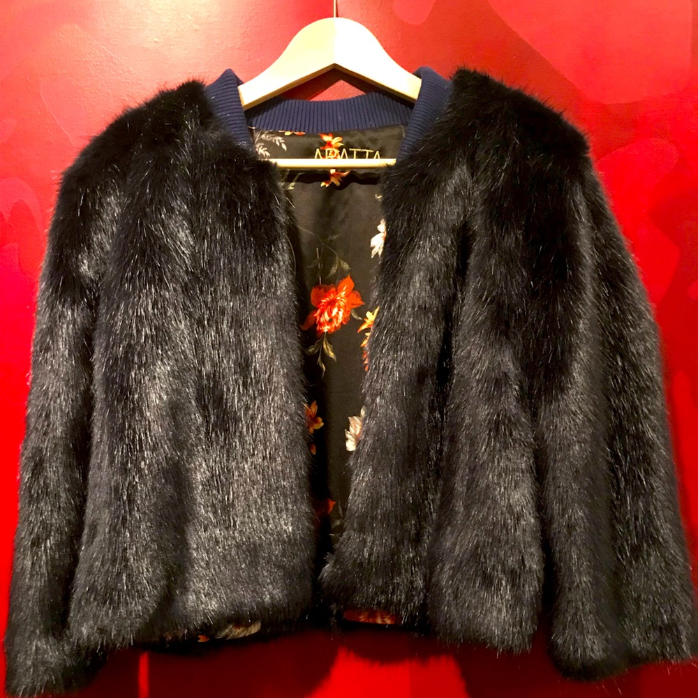 ARATTA, navy faux fur jacket